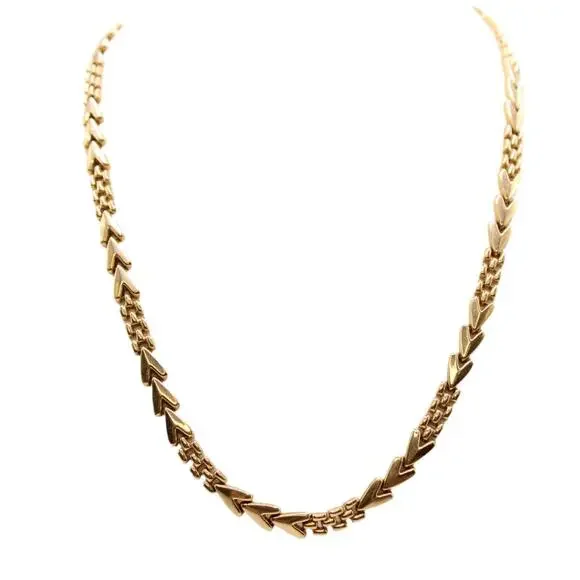 14kt Yellow Gold Chevron Panther Chain Link Statement Collar Necklace - Picture 3 of 6